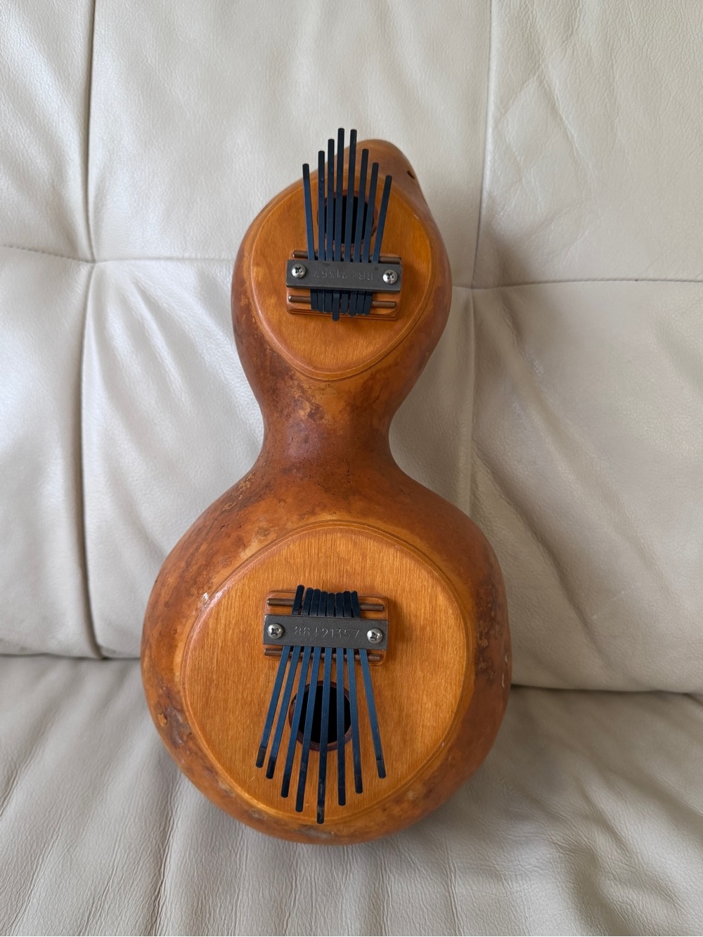 Wooden Double Kalimba Gourd - Natural Brown